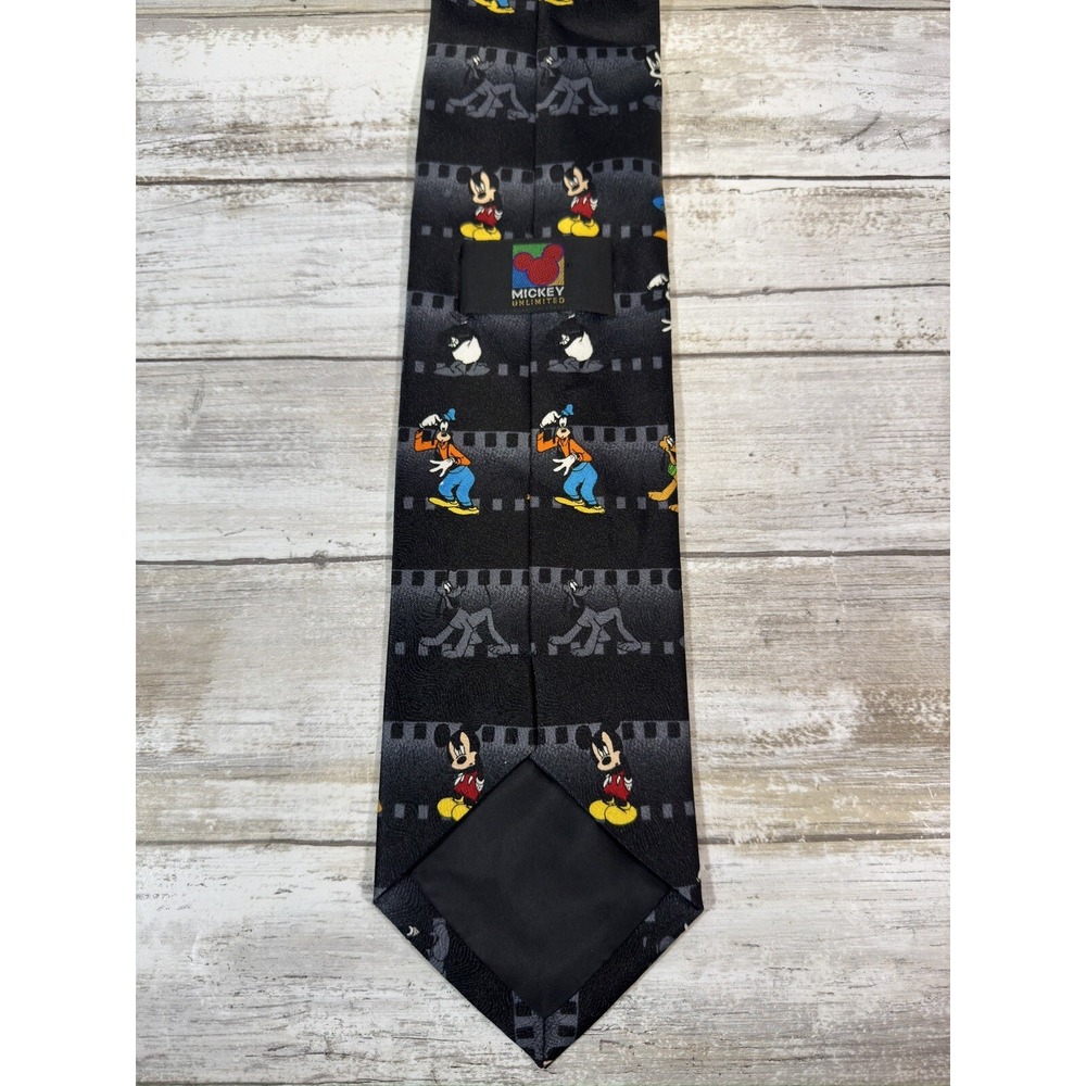 Mickey Unlimited Necktie Mickey Mouse Goofy Pluto Donald Duck Fun Black Tie - Picture 4 of 5
